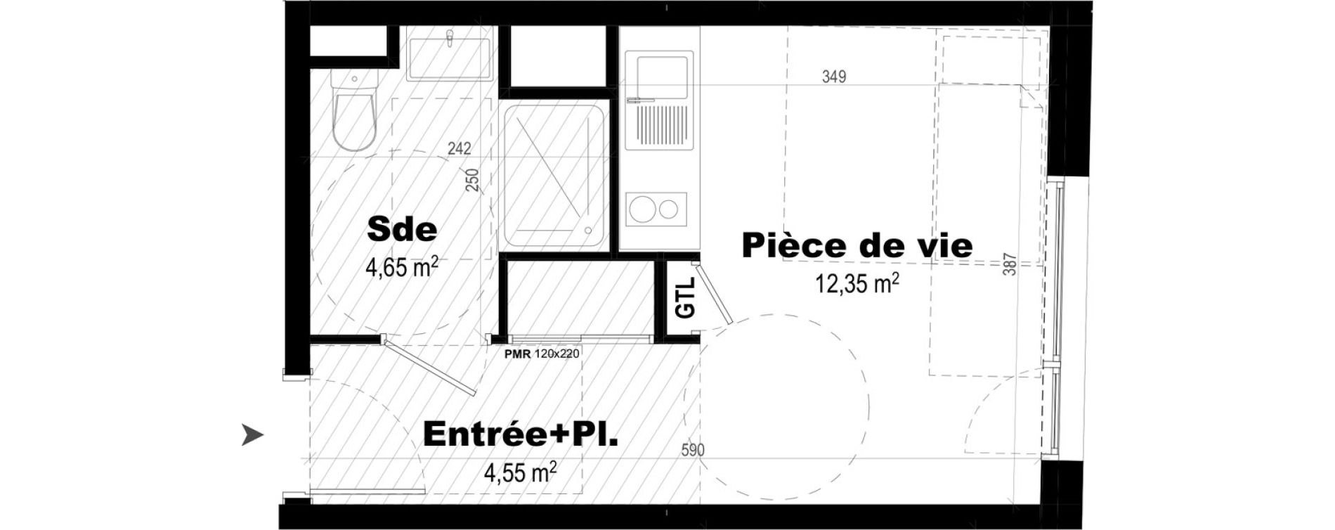 Appartement T1 de 21,55 m2 &agrave; Rennes Br&eacute;quigny