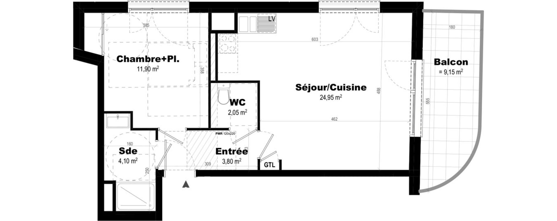 Appartement T2 de 46,80 m2 &agrave; Rennes Br&eacute;quigny