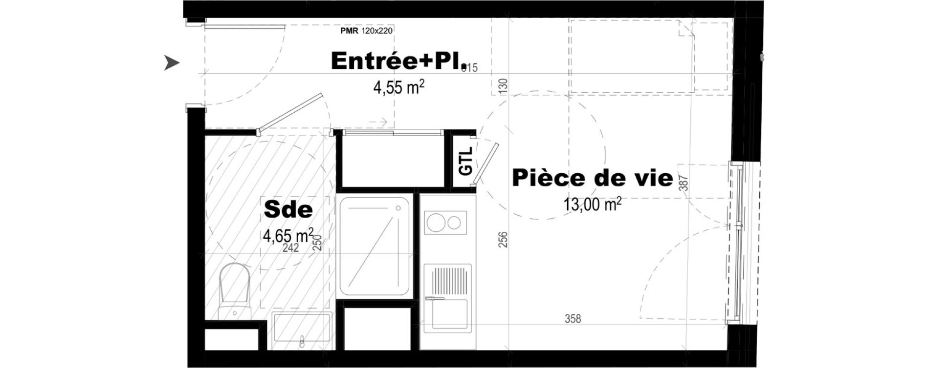 Appartement T1 de 22,20 m2 &agrave; Rennes Br&eacute;quigny