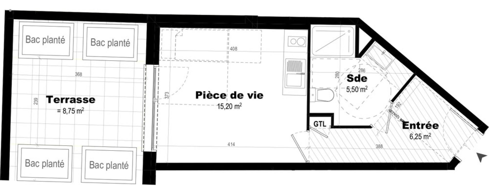 Appartement T1 de 26,95 m2 &agrave; Rennes Br&eacute;quigny