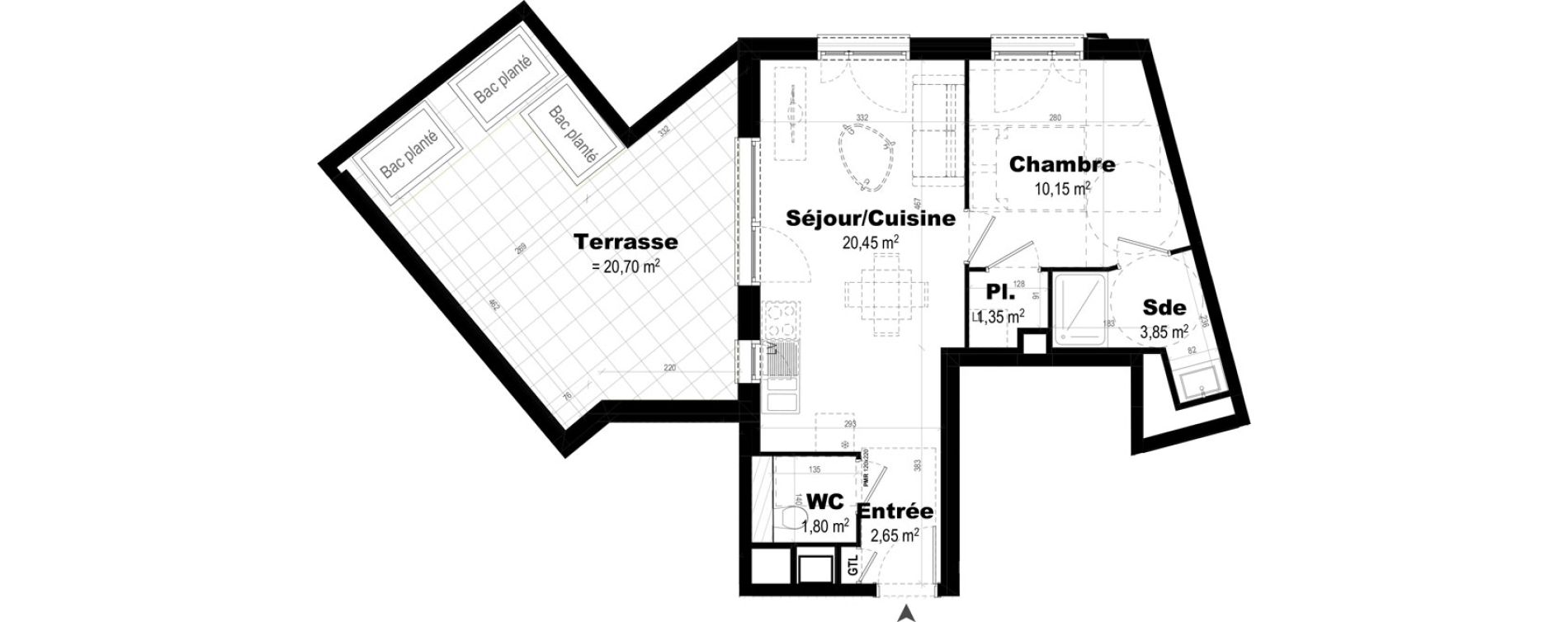 Appartement T2 de 40,25 m2 &agrave; Rennes Br&eacute;quigny