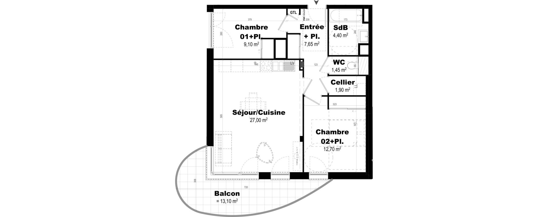 Appartement T3 de 64,20 m2 &agrave; Rennes Br&eacute;quigny