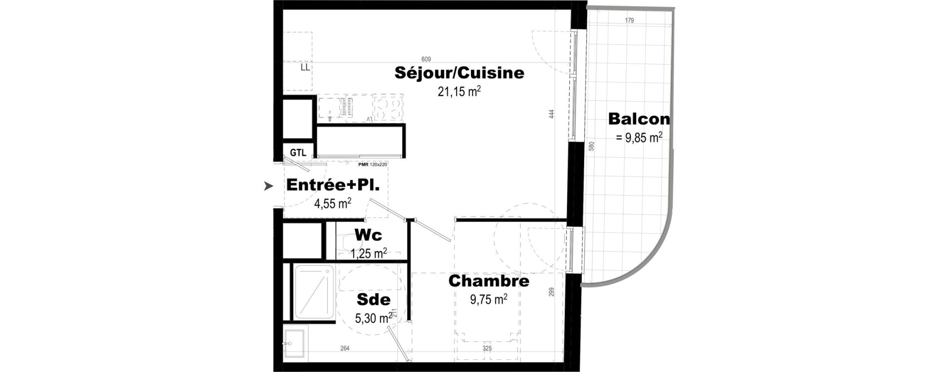 Appartement T2 de 42,00 m2 &agrave; Rennes Br&eacute;quigny