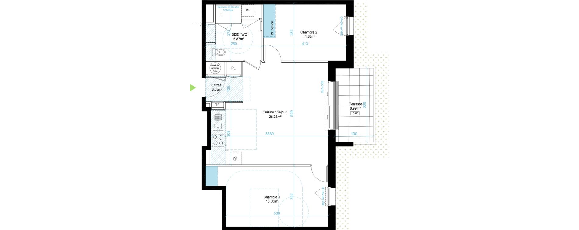 Appartement T3 de 64,69 m2 &agrave; Saint-Aubin-D'Aubign&eacute; Centre