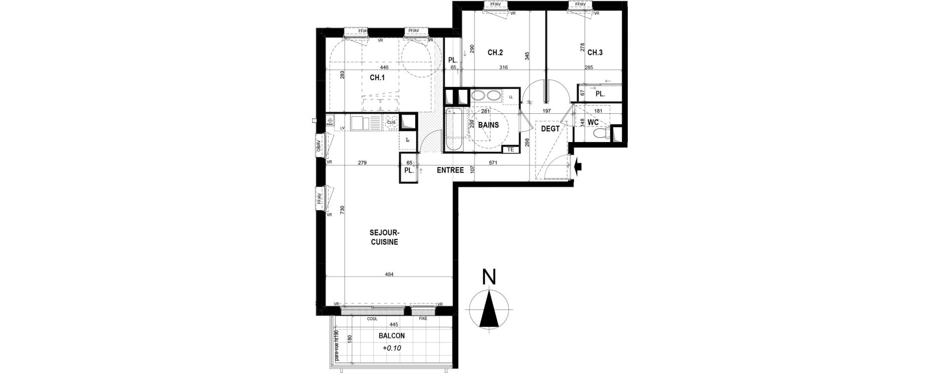 Appartement T4 de 83,72 m2 &agrave; Saint-Erblon Centre
