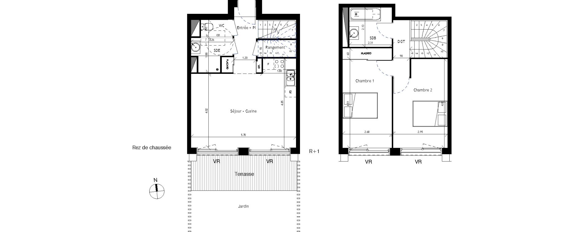 Duplex T3 de 71,87 m2 &agrave; Saint-Erblon Les leuzi&egrave;res