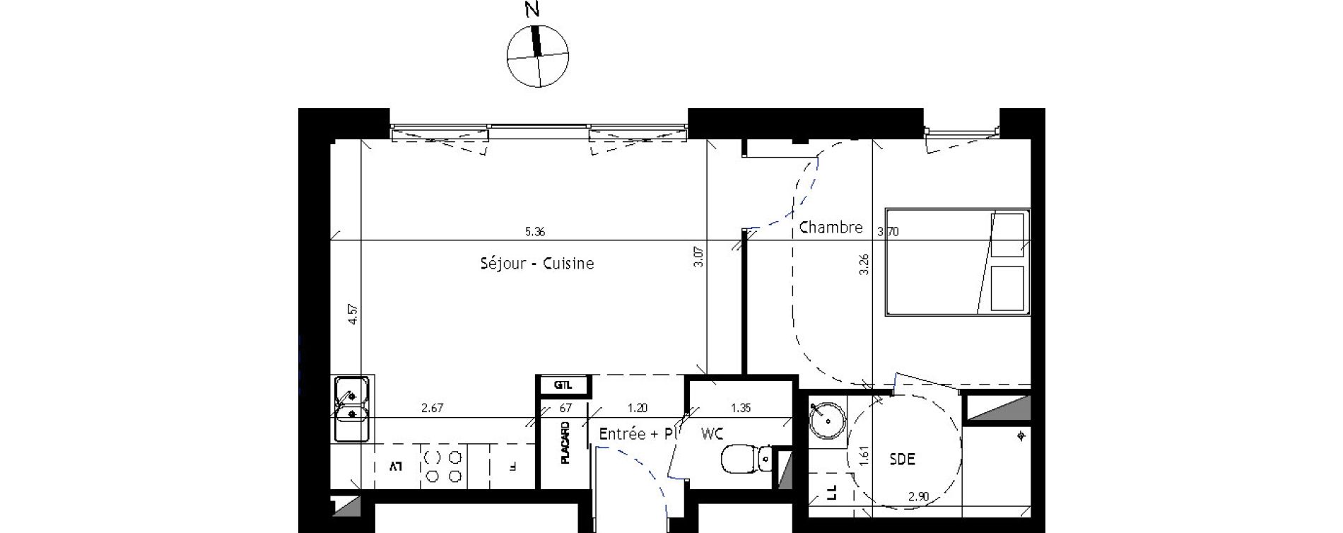 Appartement T2 de 41,50 m2 &agrave; Saint-Erblon Les leuzi&egrave;res