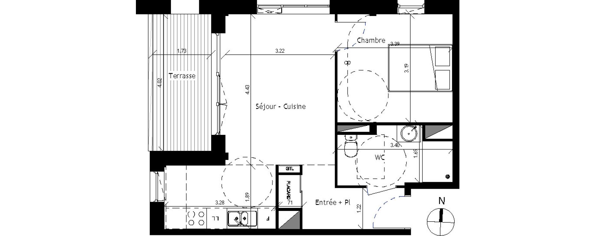 Appartement T2 de 41,60 m2 &agrave; Saint-Erblon Les leuzi&egrave;res