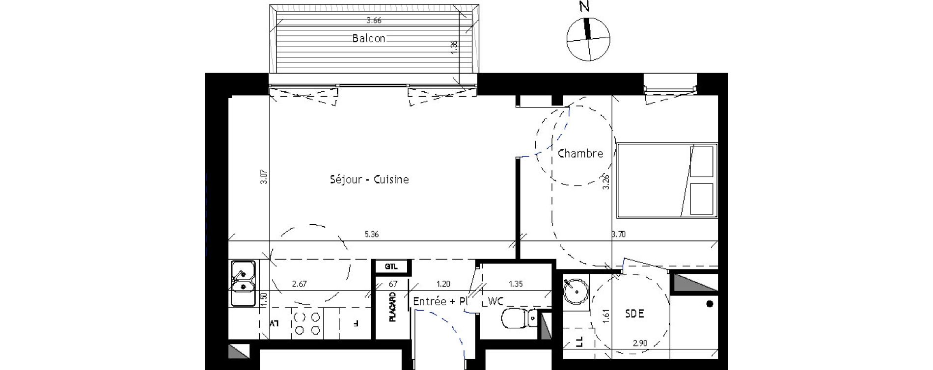 Appartement T2 de 41,47 m2 &agrave; Saint-Erblon Les leuzi&egrave;res