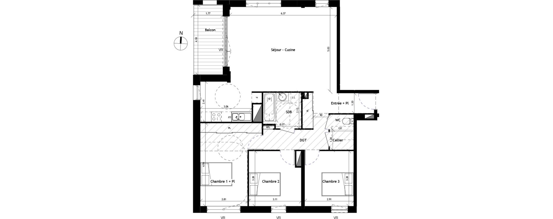 Appartement T4 de 92,18 m2 &agrave; Saint-Erblon Les leuzi&egrave;res