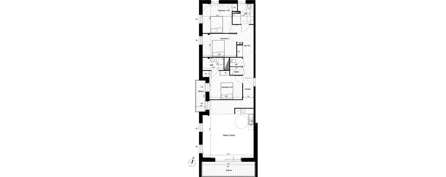 Appartement T4 de 93,95 m2 &agrave; Saint-Erblon Les leuzi&egrave;res
