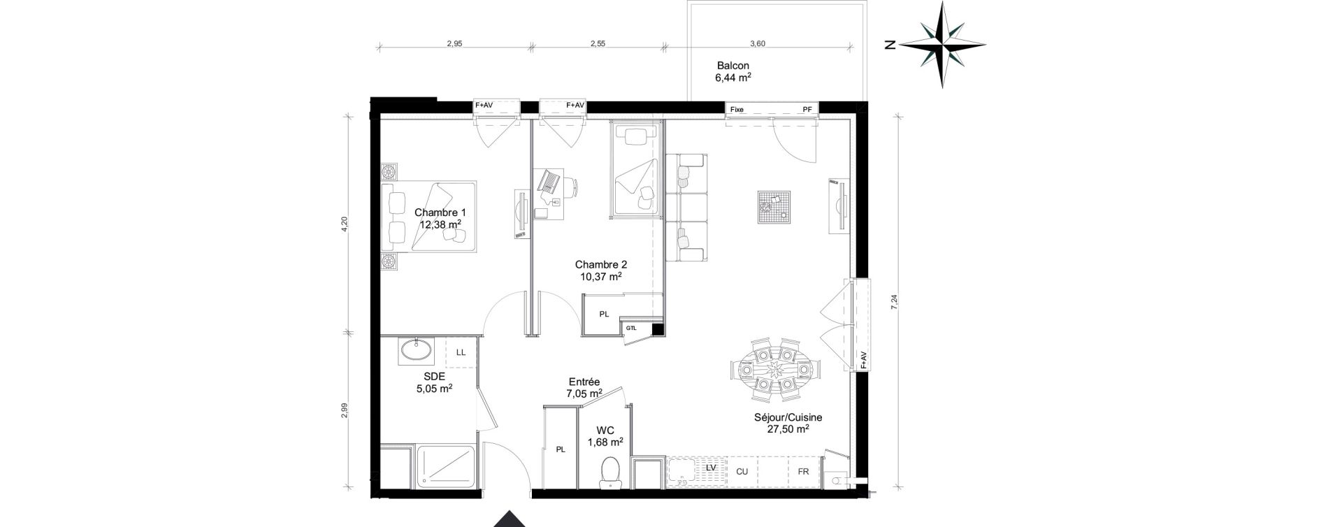 Appartement T3 de 64,03 m2 &agrave; Saint-Erblon Centre