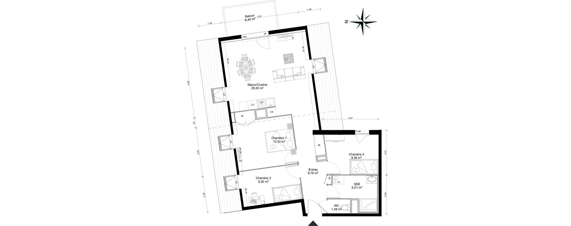 Appartement T4 de 77,37 m2 &agrave; Saint-Erblon Centre