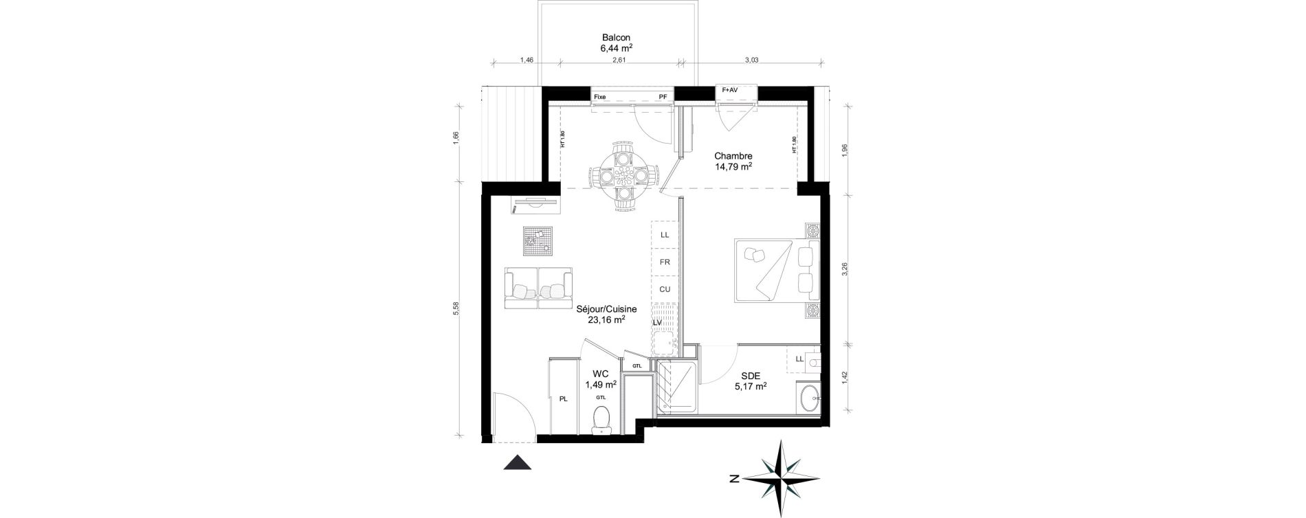 Appartement T2 de 44,61 m2 &agrave; Saint-Erblon Centre