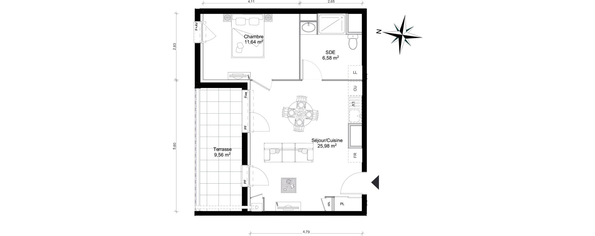 Appartement T2 de 44,20 m2 &agrave; Saint-Erblon Centre