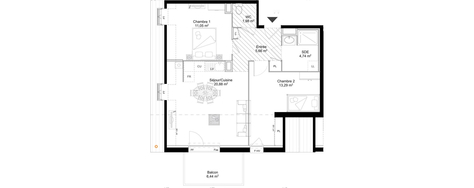 Appartement T3 de 57,60 m2 &agrave; Saint-Erblon Centre