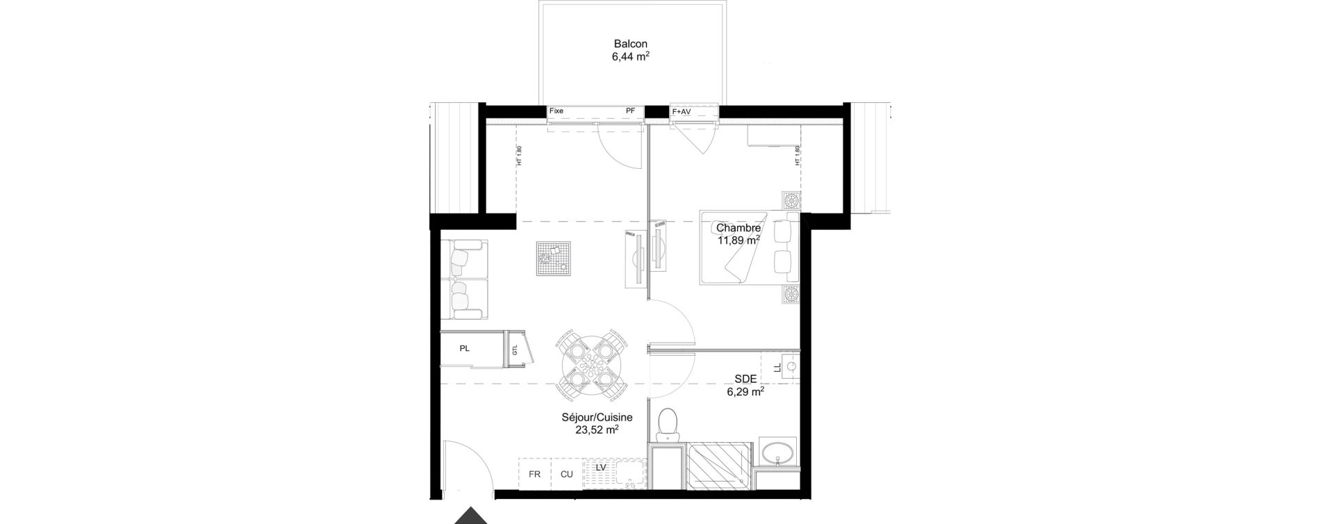 Appartement T2 de 41,70 m2 &agrave; Saint-Erblon Centre