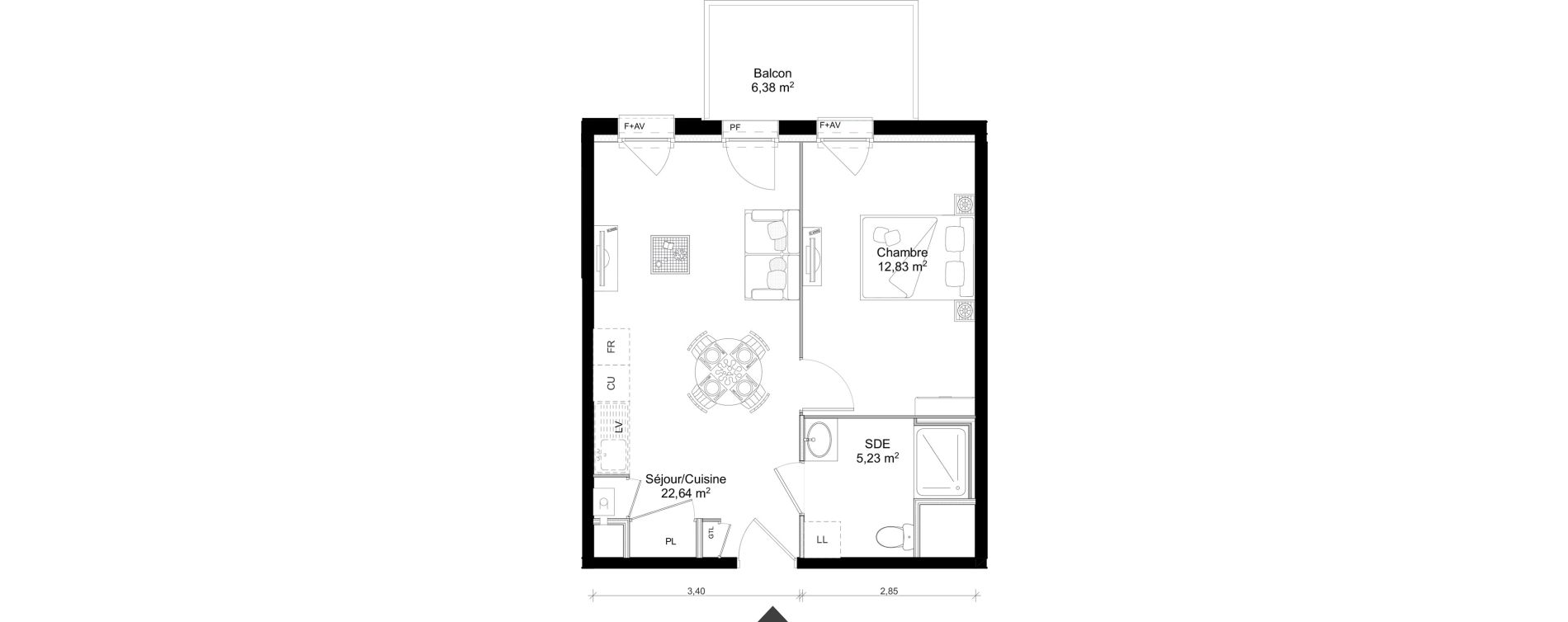 Appartement T2 de 40,70 m2 &agrave; Saint-Erblon Centre