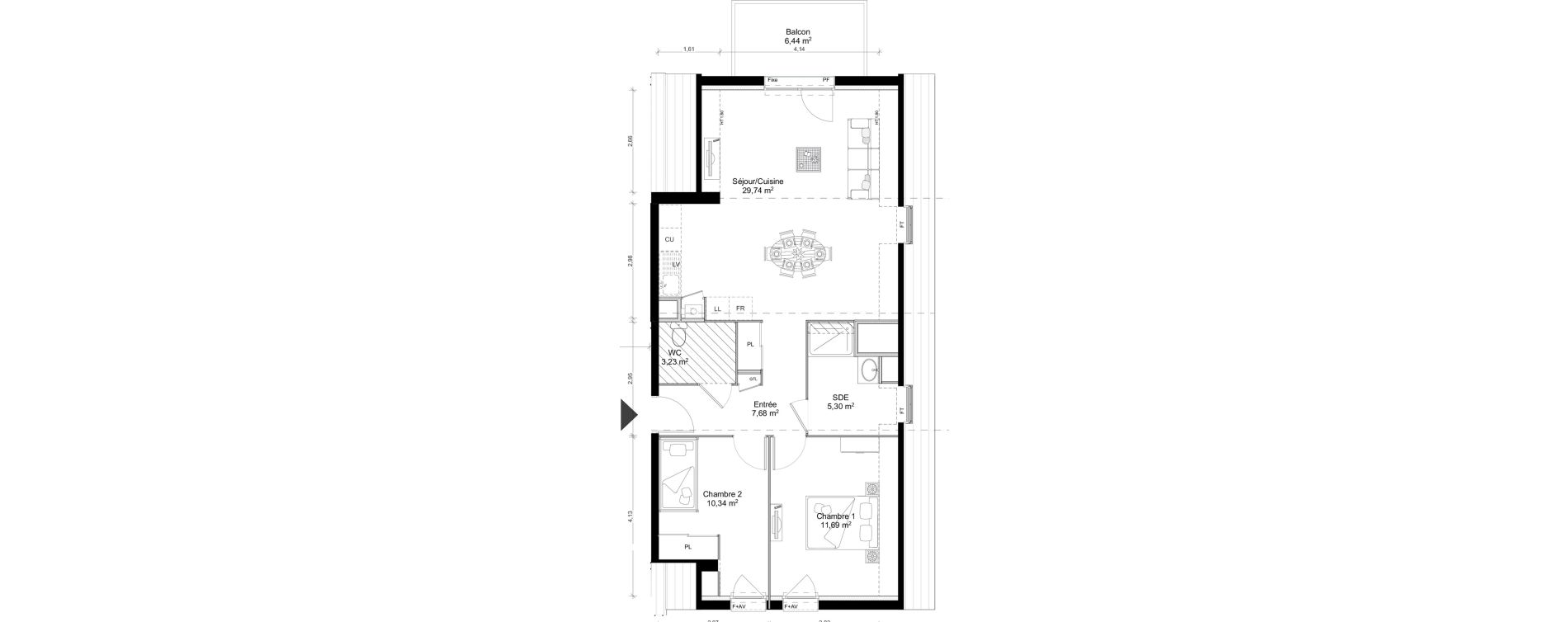 Appartement T3 de 67,98 m2 &agrave; Saint-Erblon Centre
