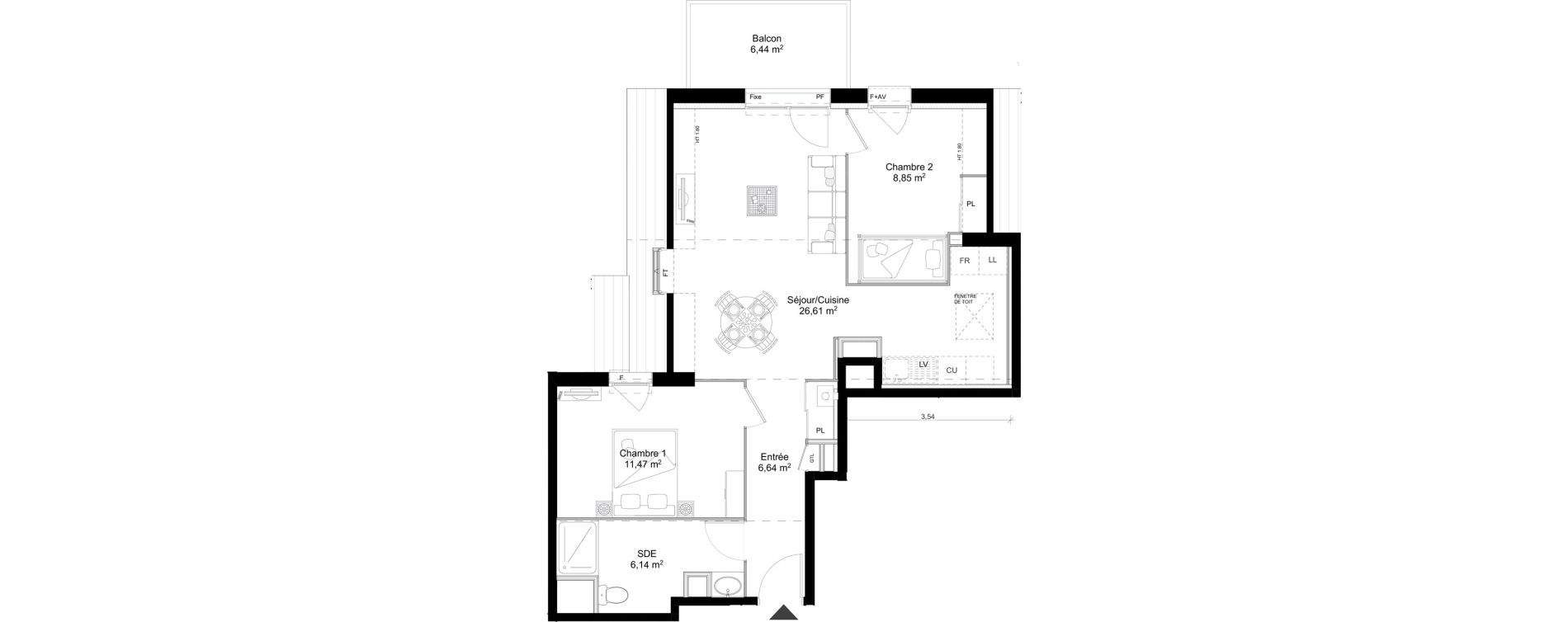 Appartement T3 de 59,71 m2 &agrave; Saint-Erblon Centre