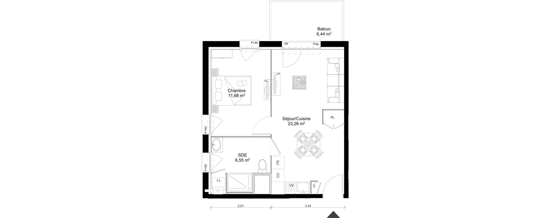 Appartement T2 de 41,49 m2 &agrave; Saint-Erblon Centre