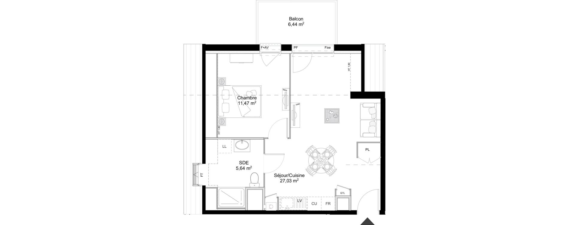 Appartement T2 de 44,14 m2 &agrave; Saint-Erblon Centre