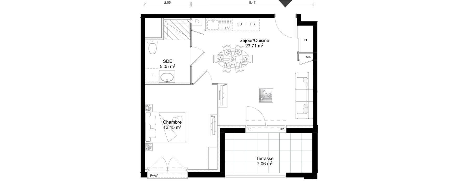 Appartement T2 de 41,21 m2 &agrave; Saint-Erblon Centre