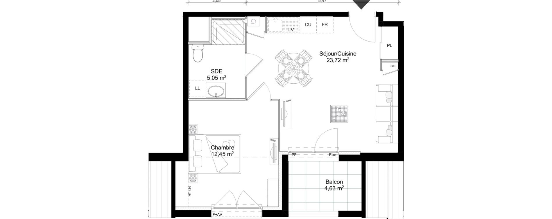 Appartement T2 de 41,22 m2 &agrave; Saint-Erblon Centre