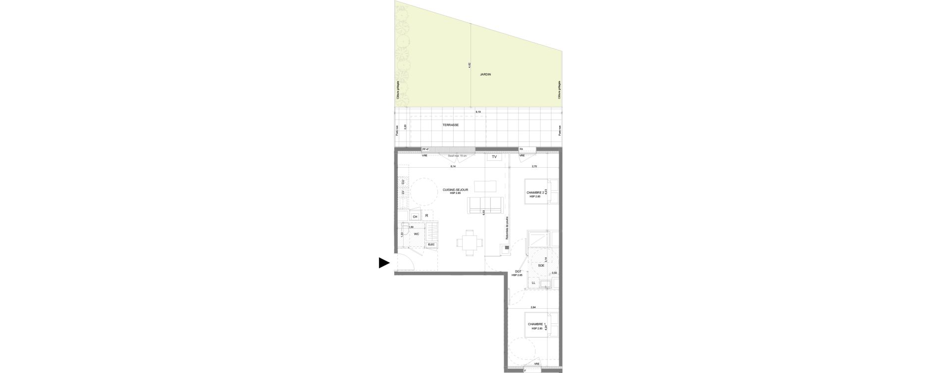 Appartement T3 de 69,75 m2 &agrave; Saint-Gilles Centre