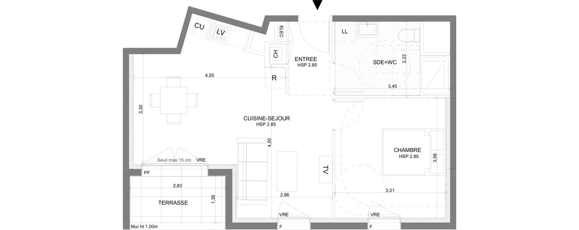 Appartement T2 de 45,89 m2 &agrave; Saint-Gilles Centre
