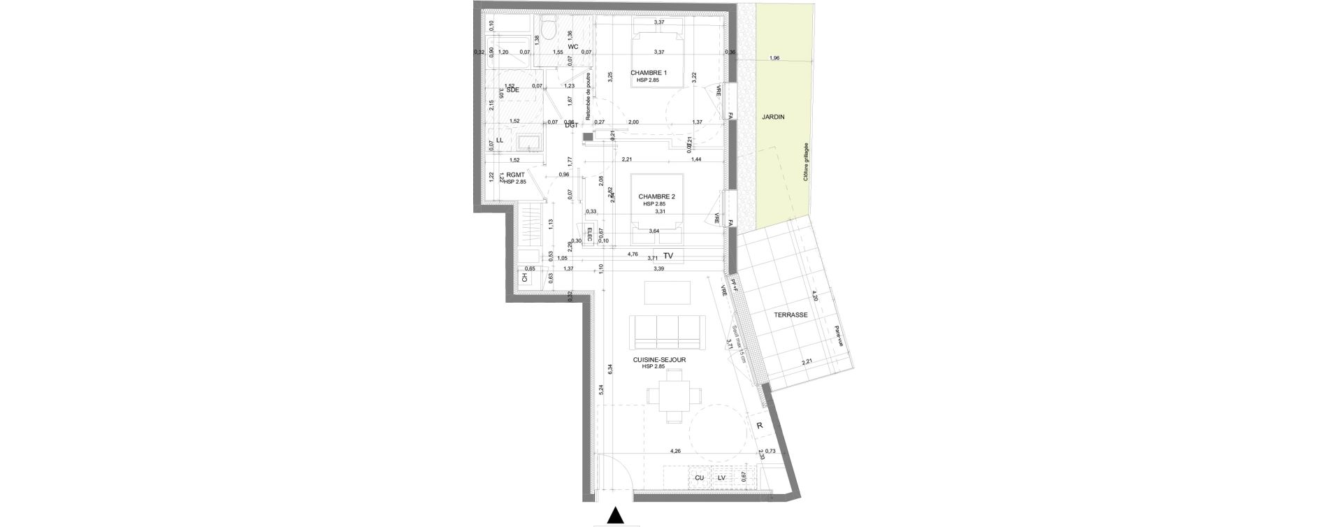Appartement T3 de 62,71 m2 &agrave; Saint-Gilles Centre