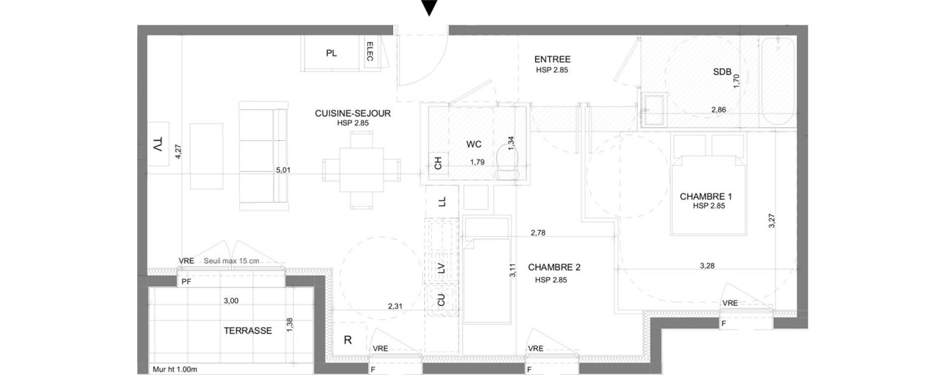Appartement T3 de 59,84 m2 &agrave; Saint-Gilles Centre