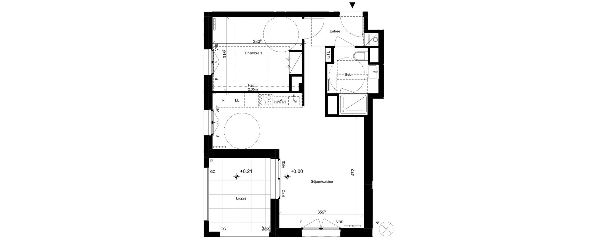 Appartement T2 de 47,20 m2 &agrave; Saint-Jacques-De-La-Lande Saint jacques de la lande la courrouze