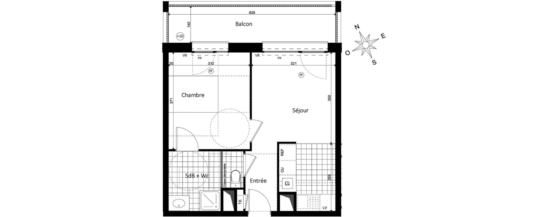 Appartement T2 de 36,89 m2 &agrave; Saint-Jacques-De-La-Lande Centre