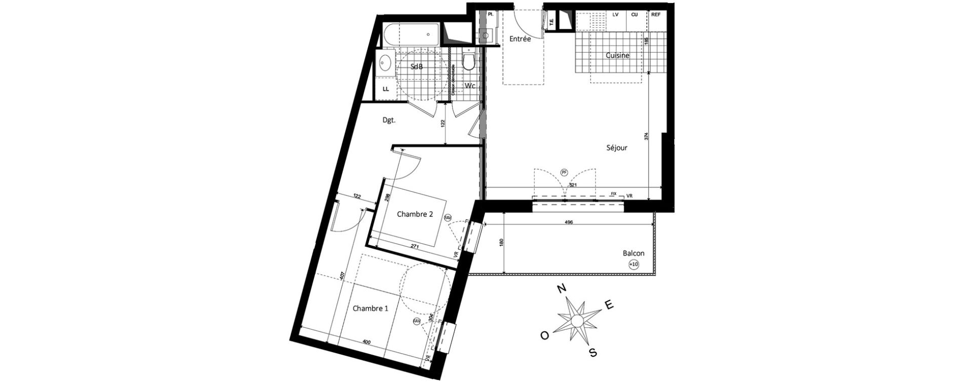 Appartement T3 de 64,78 m2 &agrave; Saint-Jacques-De-La-Lande Centre