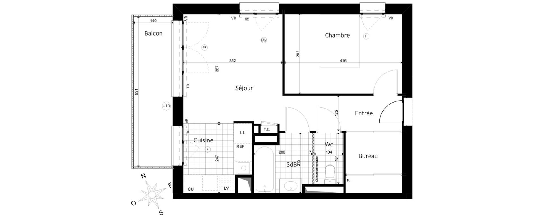 Appartement T2 de 46,39 m2 &agrave; Saint-Jacques-De-La-Lande Centre
