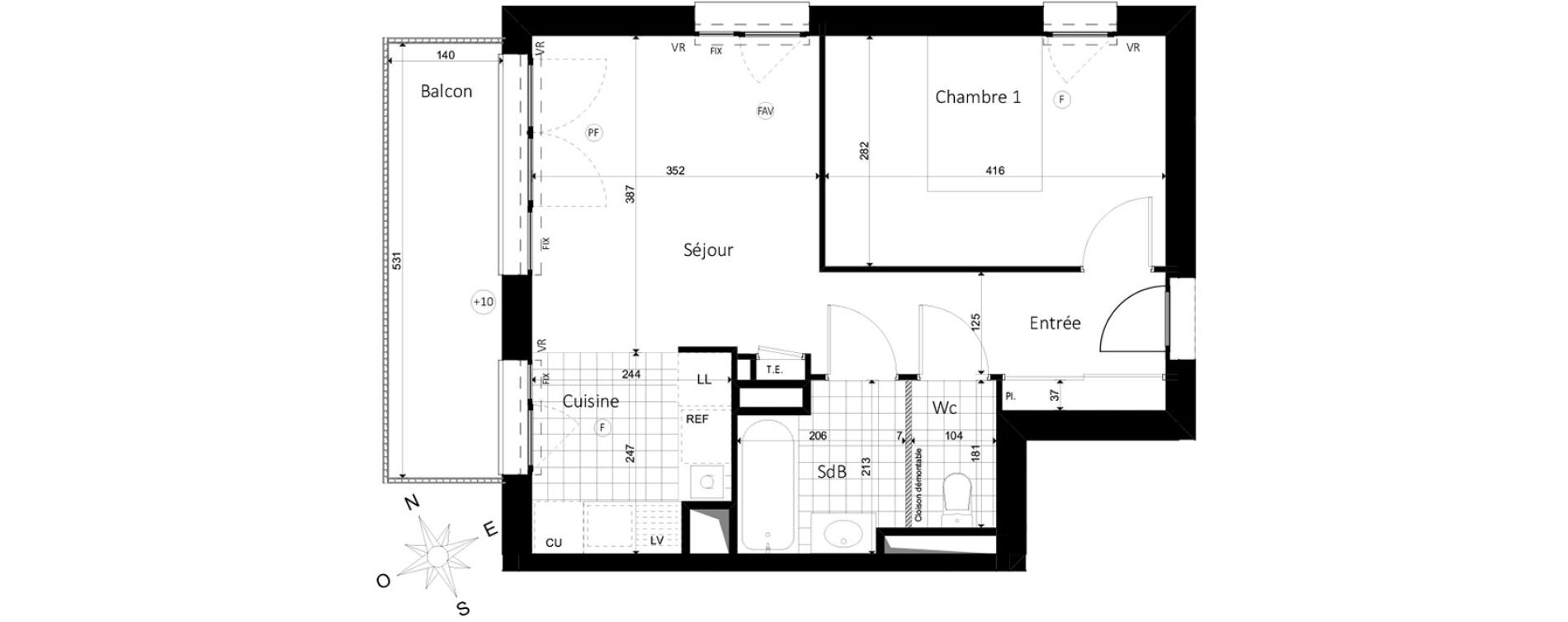 Appartement T2 de 42,87 m2 &agrave; Saint-Jacques-De-La-Lande Centre