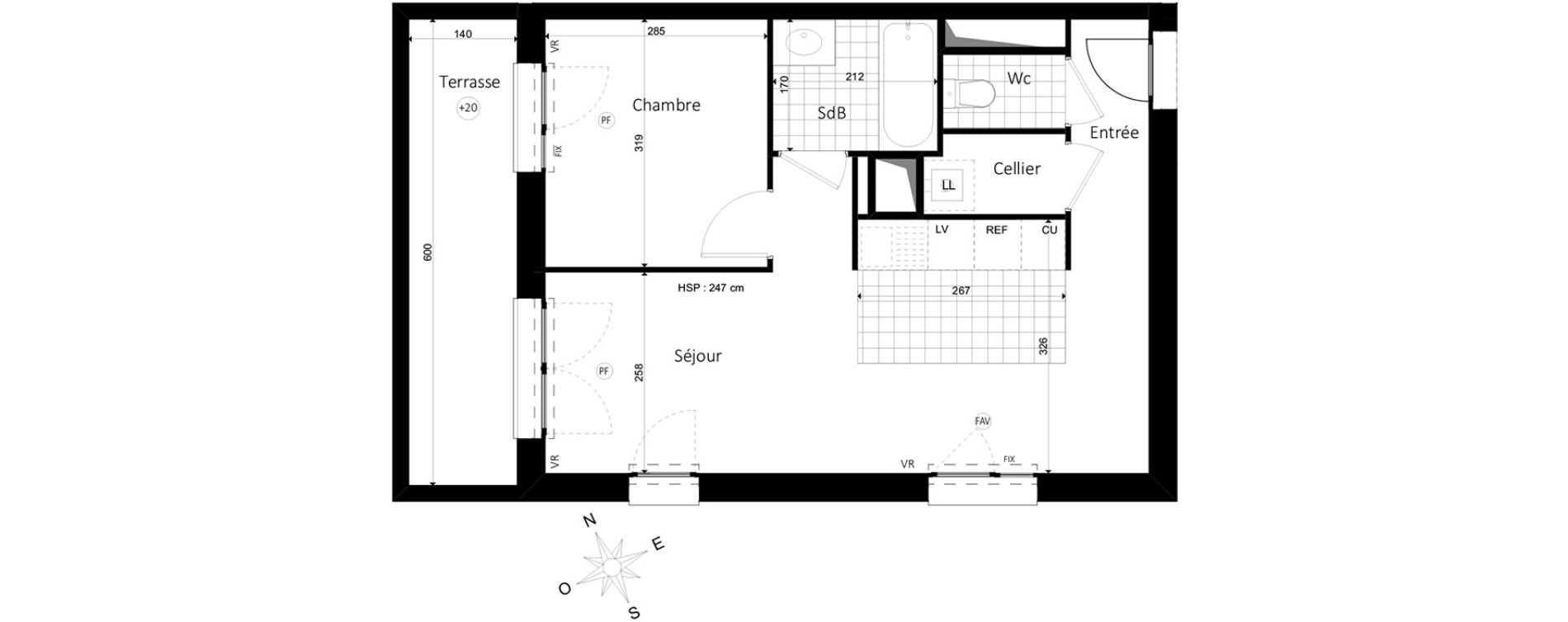 Appartement T2 de 42,54 m2 &agrave; Saint-Jacques-De-La-Lande Centre
