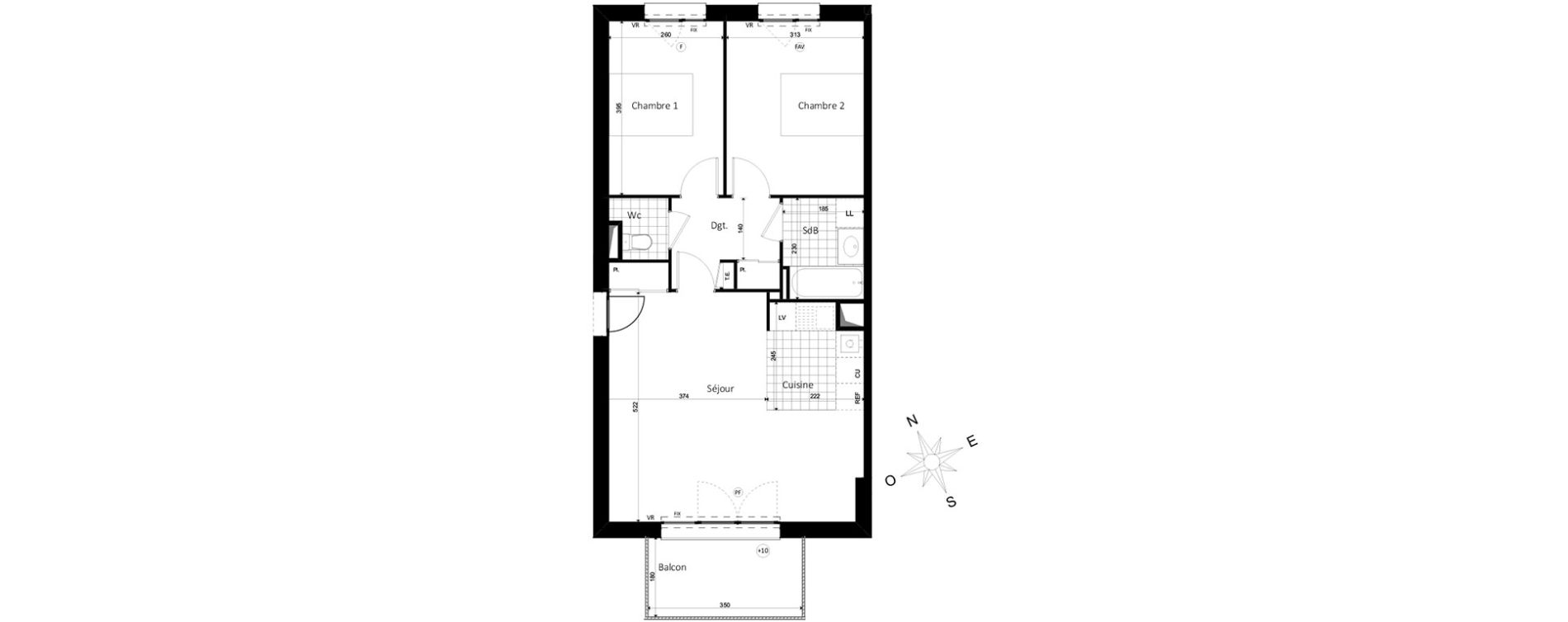 Appartement T3 de 63,91 m2 &agrave; Saint-Jacques-De-La-Lande Centre