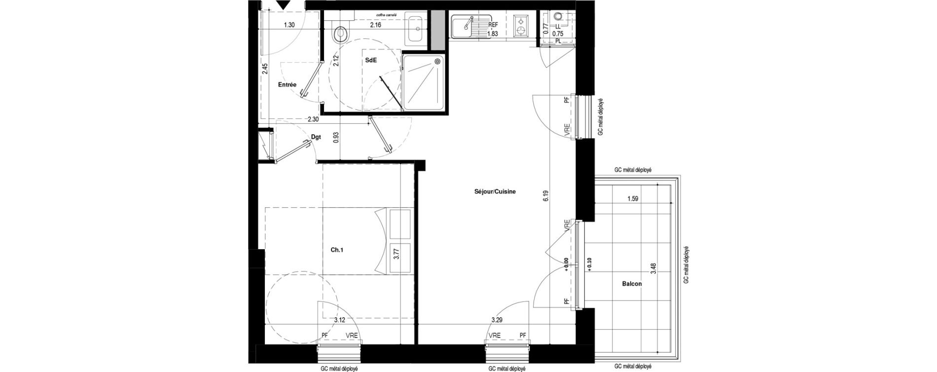 Appartement T2 de 44,04 m2 &agrave; Saint-Jacques-De-La-Lande Le pigeon blanc