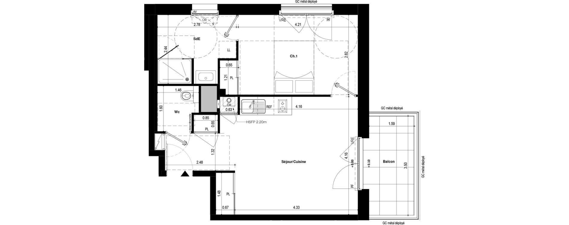Appartement T2 de 44,38 m2 &agrave; Saint-Jacques-De-La-Lande Le pigeon blanc
