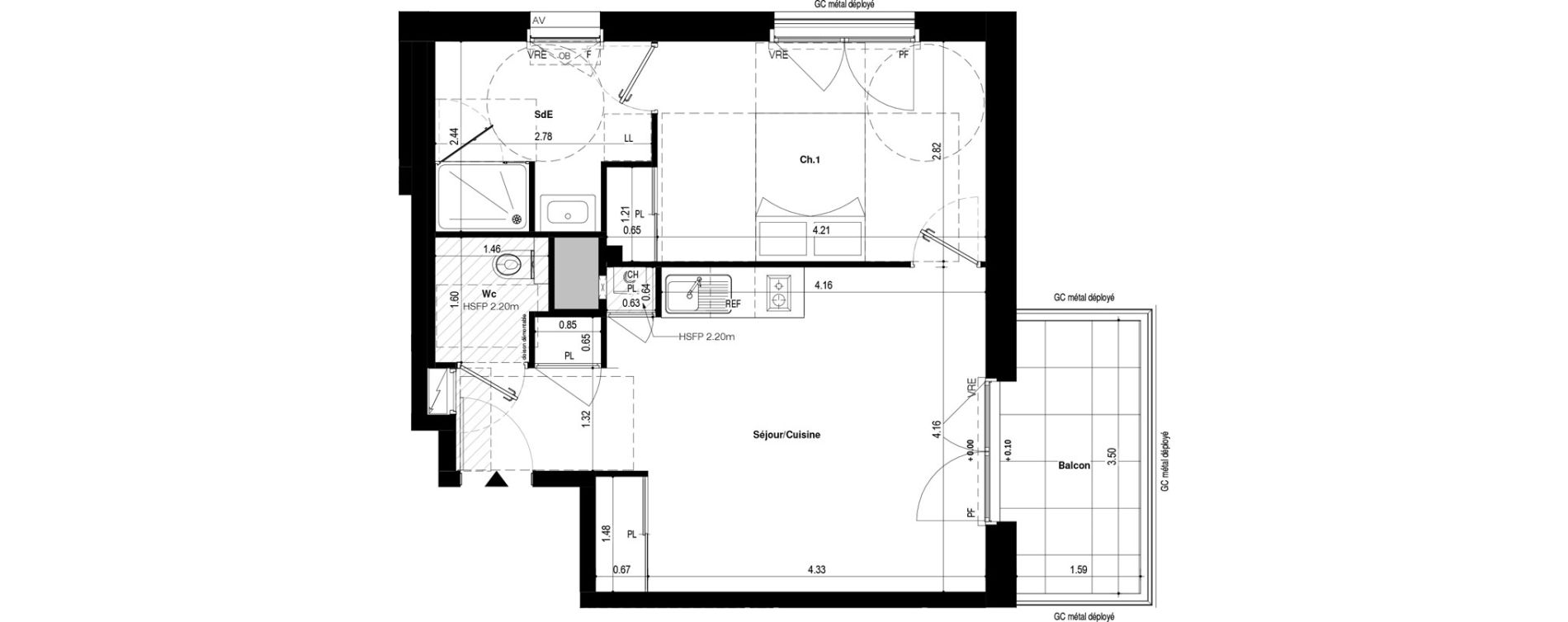 Appartement T2 de 44,38 m2 &agrave; Saint-Jacques-De-La-Lande Le pigeon blanc