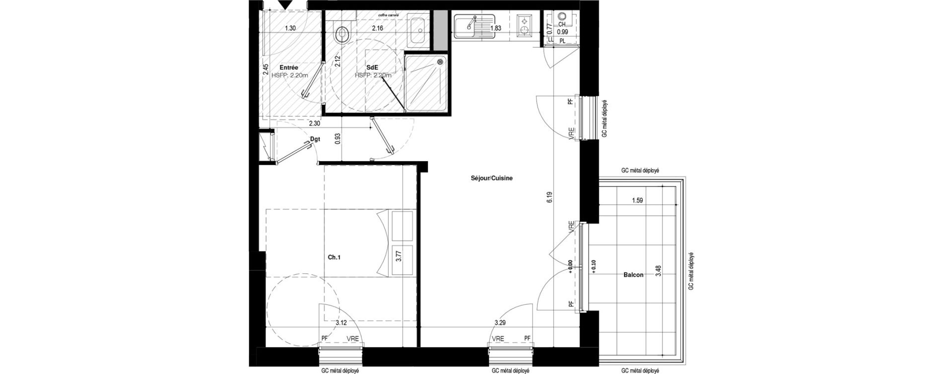 Appartement T2 de 44,04 m2 &agrave; Saint-Jacques-De-La-Lande Le pigeon blanc