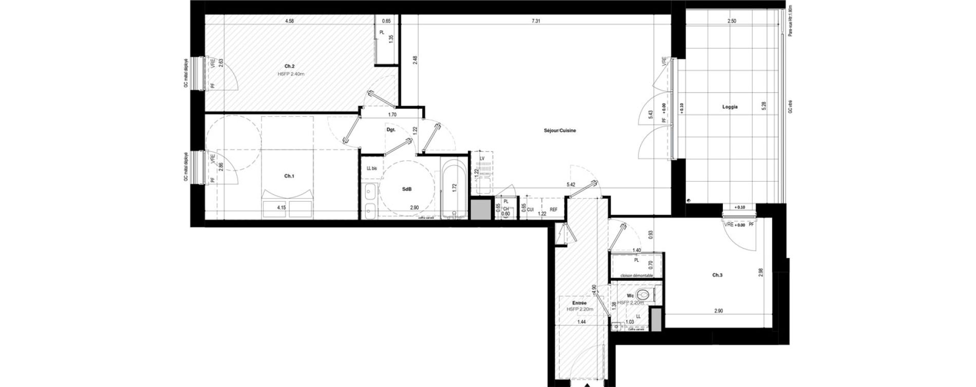 Appartement T4 de 86,69 m2 &agrave; Saint-Jacques-De-La-Lande Le pigeon blanc
