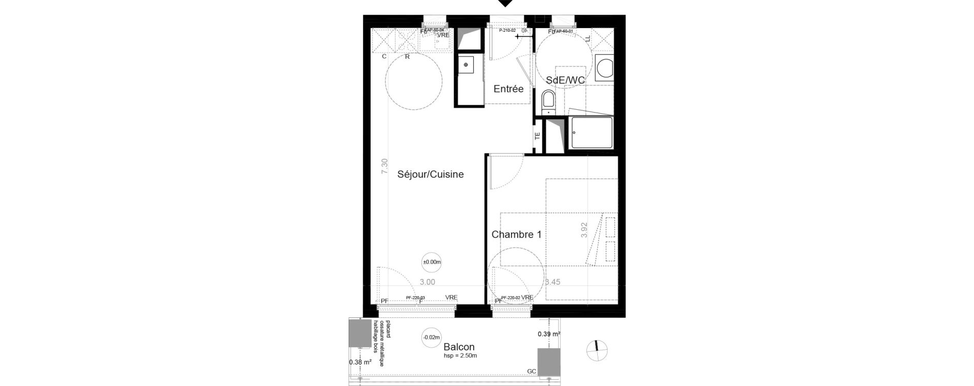 Appartement T2 de 44,82 m2 &agrave; Saint-Jacques-De-La-Lande Le haut bois