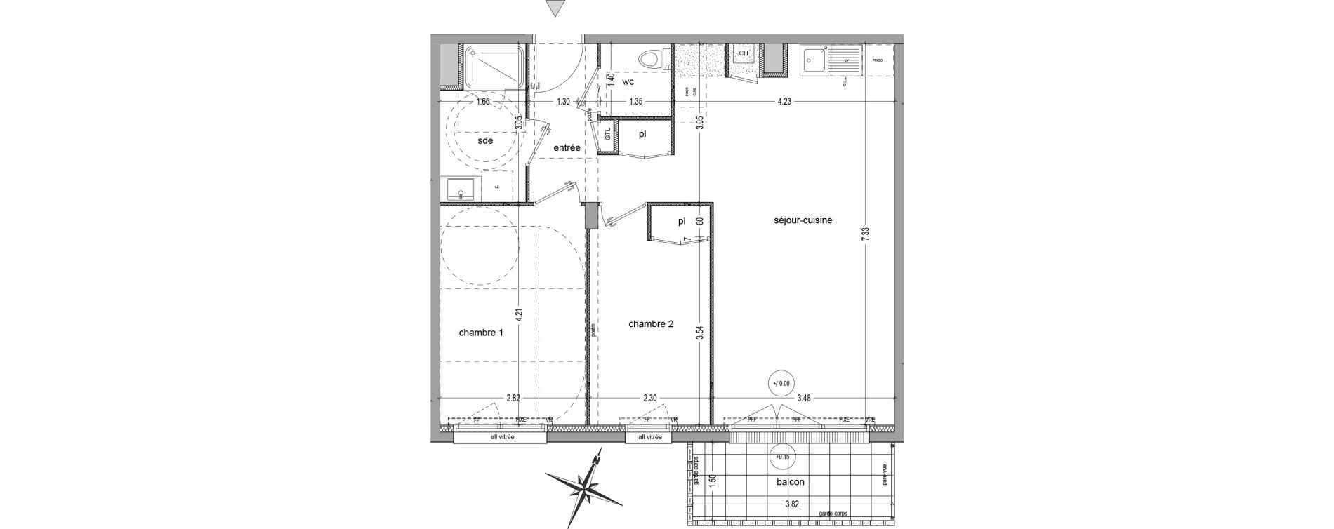 Appartement T3 de 61,64 m2 &agrave; Saint-Jacques-De-La-Lande Le pigeon-blanc