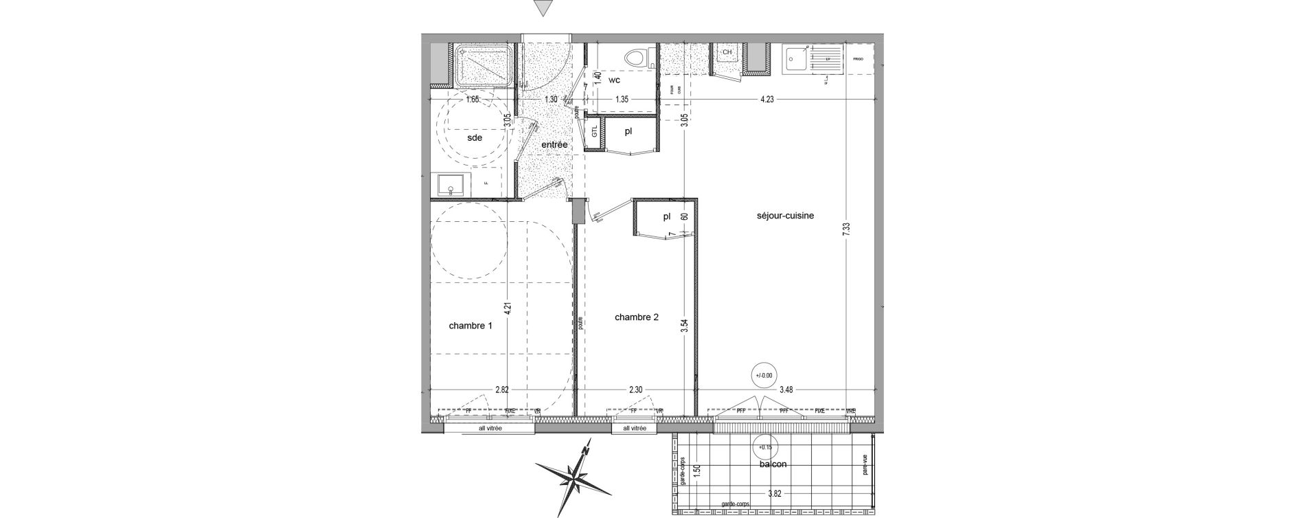Appartement T3 de 61,56 m2 &agrave; Saint-Jacques-De-La-Lande Le pigeon-blanc