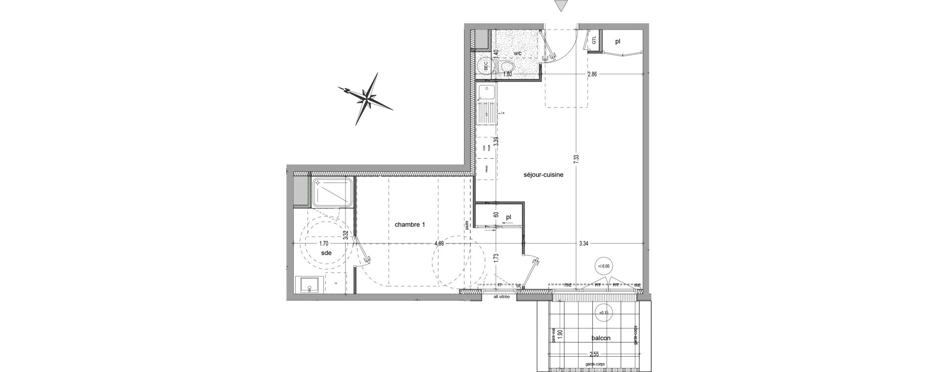 Appartement T2 de 49,66 m2 &agrave; Saint-Jacques-De-La-Lande Le pigeon-blanc