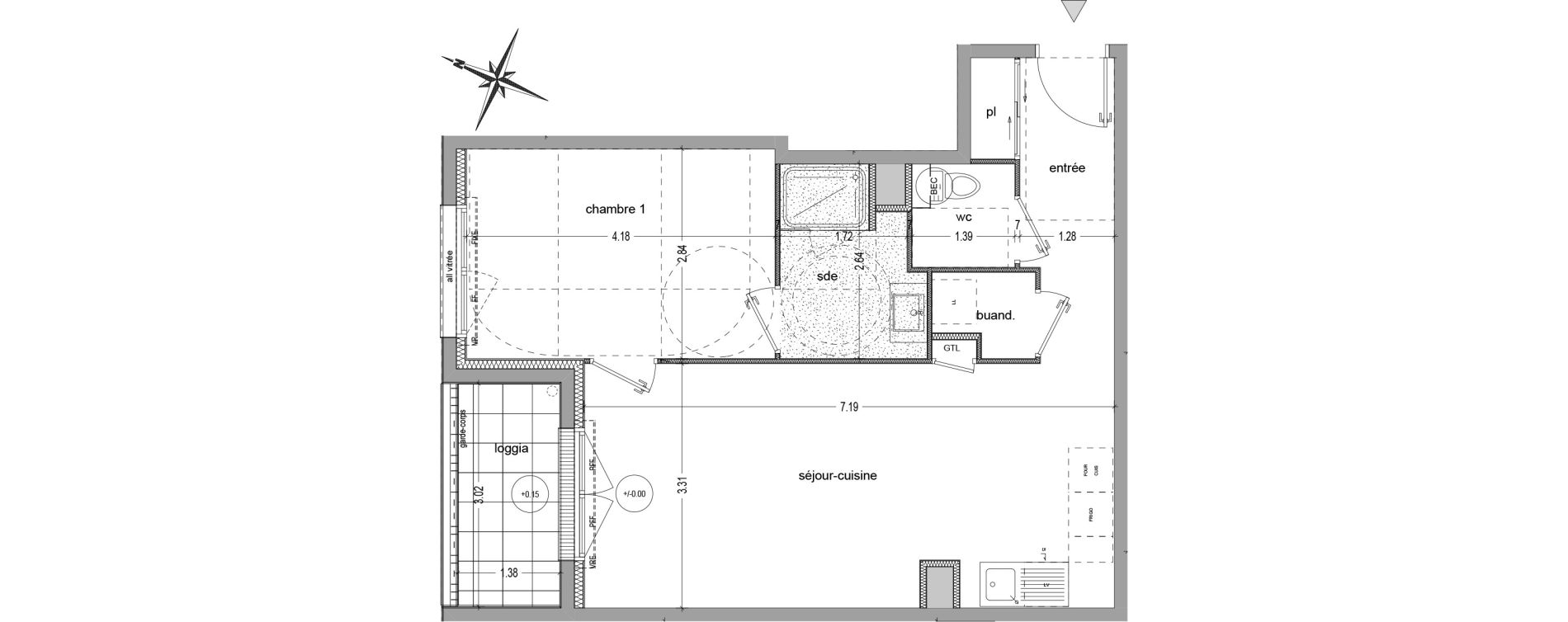 Appartement T2 de 48,88 m2 &agrave; Saint-Jacques-De-La-Lande Le pigeon-blanc