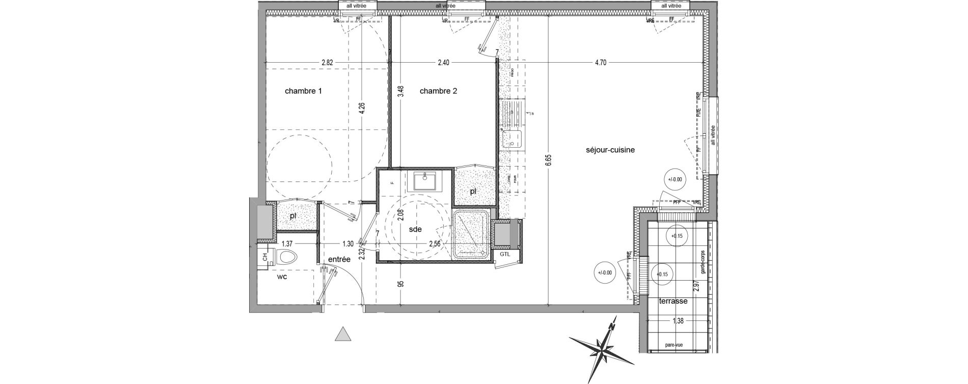 Appartement T3 de 60,94 m2 &agrave; Saint-Jacques-De-La-Lande Le pigeon-blanc